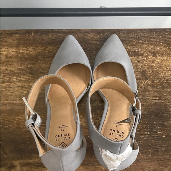 NWT - Call It Spring, Size 8.5 Suede Block Heel, Powder-Blue - Picture 5 of 8